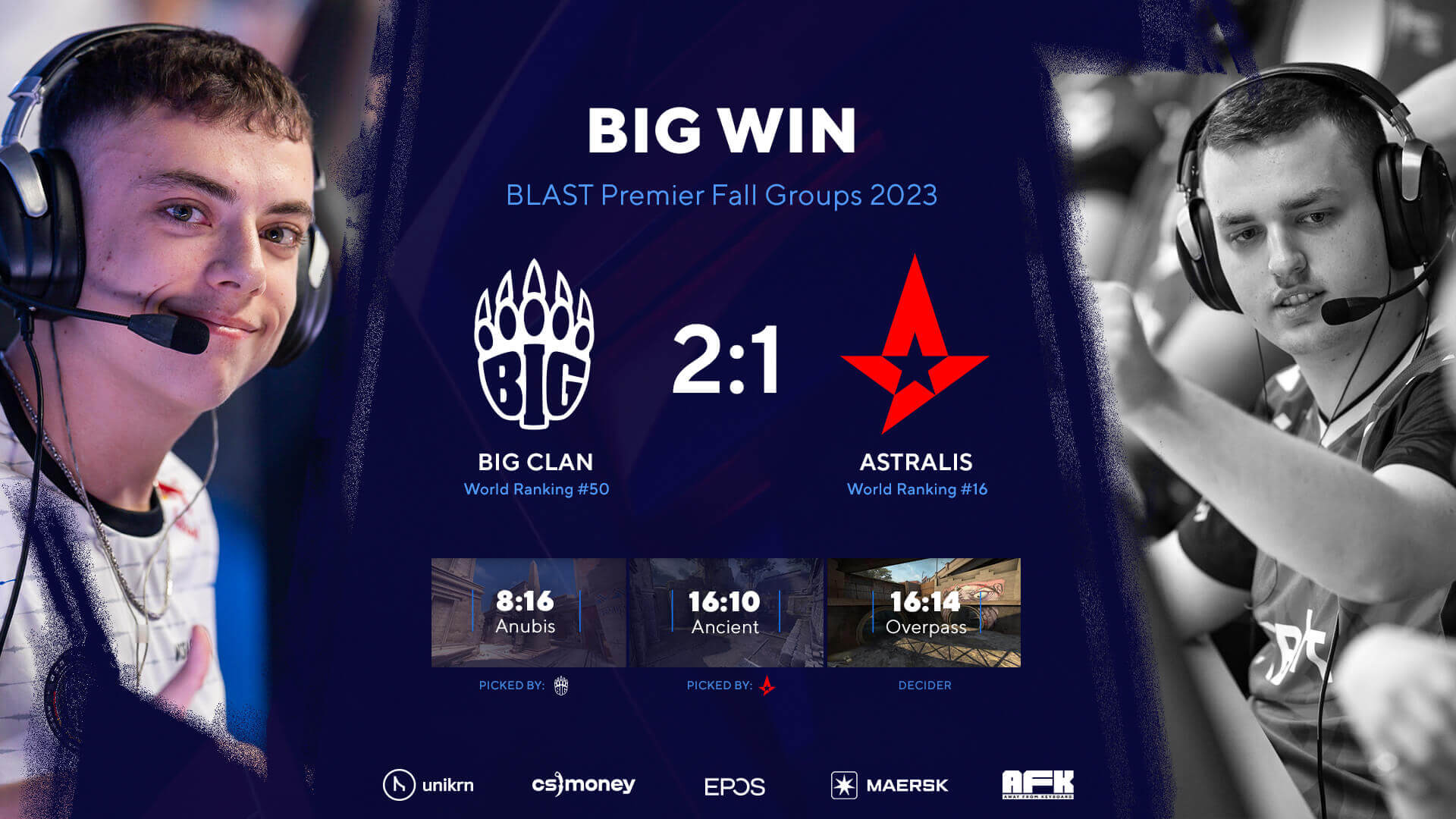 BLAST Premier: BIG surprises Astralis, Heroic defeats NaVi